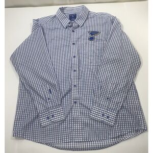 Antigua‎ Men's Size XL St Louis Blues Shirt Blue Check Button Down